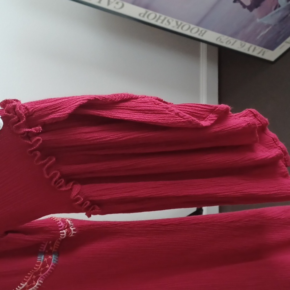 Altar'd State Red Embroidered Bell Sleeve Dress | M - Picture 4 of 5